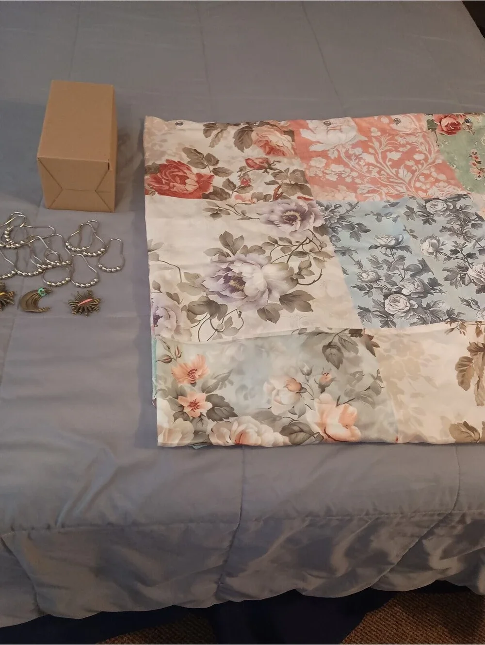 Shower curtain  decorative hooks new just took it out of the box for pictures